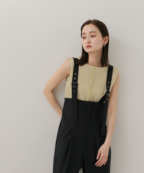 SENSE OF PLACE by URBAN RESEARCH（センスオブプレイスバイアーバンリサーチ）の「シャーリングパイピングカットトップ（Tシャツ/カットソー・レディース・ベージュ/アイボリー/ライトベージュ/チャコールグレー/ブラック・ONE）」の10枚目の写真