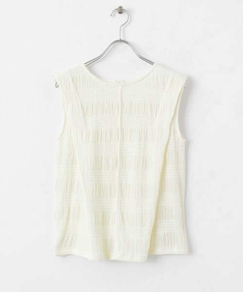 パイピングシャーリングベスト セール】シャーリングパイピングカットトップ（Tシャツ/カットソー