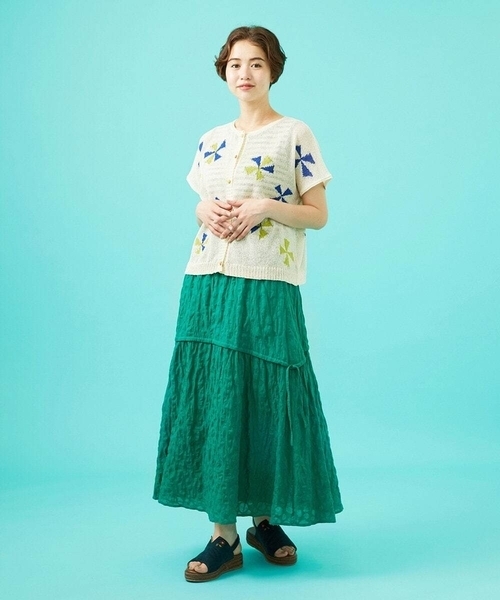 Jocomomola(ホコモモラ)の「ランダムドットリップルフレアスカート(スカート・レディース・アイボリー/カーキ・40)」の18枚目の写真