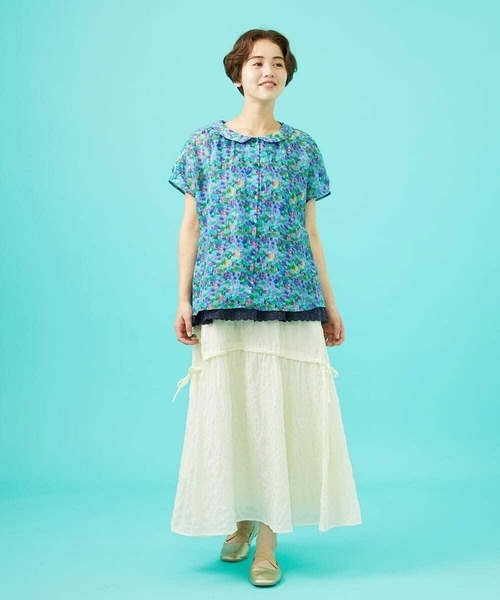 Jocomomola(ホコモモラ)の「ランダムドットリップルフレアスカート(スカート・レディース・アイボリー/カーキ・40)」の7枚目の写真