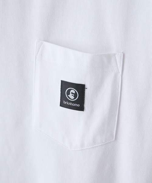 brknhome(ブロークンホーム)の「【brknhome/ブロークンホーム】クルーネックポケット付Tシャツ オーバーサイズ(Tシャツ/カットソー・メンズ・ホワイト/ブラック・MEDIUM/LARGE)」の5枚目の写真