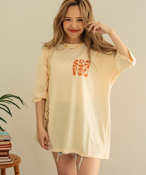 anap mimpi（アナップミンピ）の「ヴィンテージ風フラワープリントビッグTシャツ（Tシャツ/カットソー・レディース・キナリ/ダークグレー・FREE）」の8枚目の写真