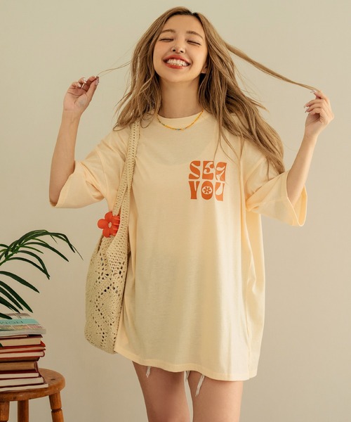 anap mimpi（アナップミンピ）の「ヴィンテージ風フラワープリントビッグTシャツ（Tシャツ/カットソー・レディース・キナリ/ダークグレー・FREE）」の9枚目の写真