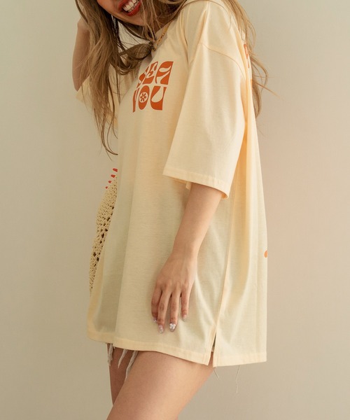 anap mimpi（アナップミンピ）の「ヴィンテージ風フラワープリントビッグTシャツ（Tシャツ/カットソー・レディース・キナリ/ダークグレー・FREE）」の12枚目の写真