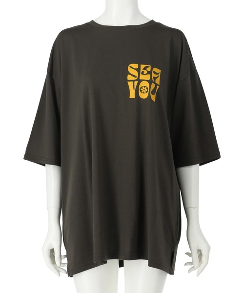 anap mimpi（アナップミンピ）の「ヴィンテージ風フラワープリントビッグTシャツ（Tシャツ/カットソー・レディース・キナリ/ダークグレー・FREE）」の7枚目の写真
