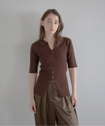 MINERTE（ミネルテ）の「【MINERTE】skipper polo knit slim fit cardigan / スキッパーポロニットハーフスリーブカーディガン（カーディガン/ボレロ）」