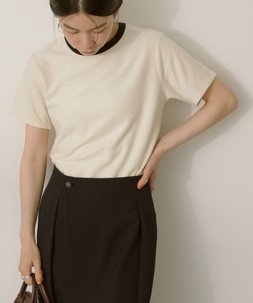 AMERICAN HOLIC（アメリカンホリック）の「パイルリンガーTシャツ（Tシャツ/カットソー・レディース・アイボリー/チャコールグレー/マスタード・M/L）」の13枚目の写真