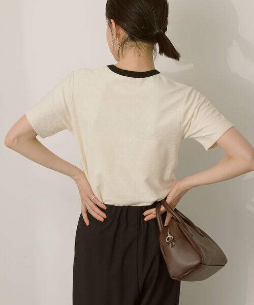 AMERICAN HOLIC（アメリカンホリック）の「パイルリンガーTシャツ（Tシャツ/カットソー・レディース・アイボリー/チャコールグレー/マスタード・M/L）」の15枚目の写真