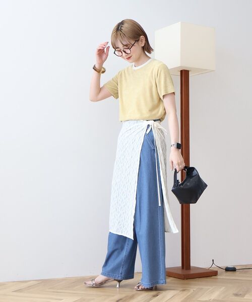 AMERICAN HOLIC（アメリカンホリック）の「パイルリンガーTシャツ（Tシャツ/カットソー・レディース・アイボリー/チャコールグレー/マスタード・M/L）」の21枚目の写真