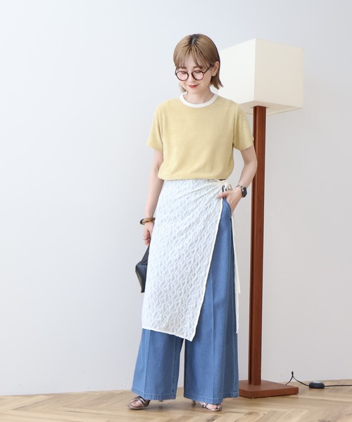 AMERICAN HOLIC（アメリカンホリック）の「パイルリンガーTシャツ（Tシャツ/カットソー・レディース・アイボリー/チャコールグレー/マスタード・M/L）」の5枚目の写真