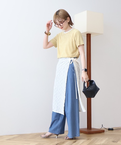 AMERICAN HOLIC（アメリカンホリック）の「パイルリンガーTシャツ（Tシャツ/カットソー・レディース・アイボリー/チャコールグレー/マスタード・M/L）」の6枚目の写真