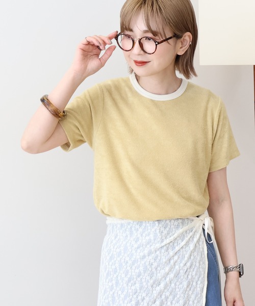 AMERICAN HOLIC（アメリカンホリック）の「パイルリンガーTシャツ（Tシャツ/カットソー・レディース・アイボリー/チャコールグレー/マスタード・M/L）」の9枚目の写真