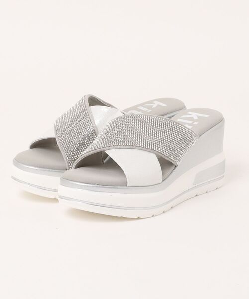 kitson（キットソン）の「kitson キラキラ クロスベルト 厚底サンダル/hsky（サンダル・レディース・ブラック/ベージュ/シルバー・MEDIUM/LARGE/X-LARGE/SMALL）」の3枚目の写真