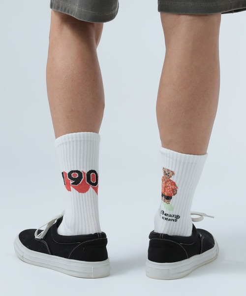 BAYFLOW（ベイフロー）の「【TeddyBear/テディベア】バックプリントソックス（ソックス/靴下・メンズ・ホワイト/ブラック・FREE）」の5枚目の写真