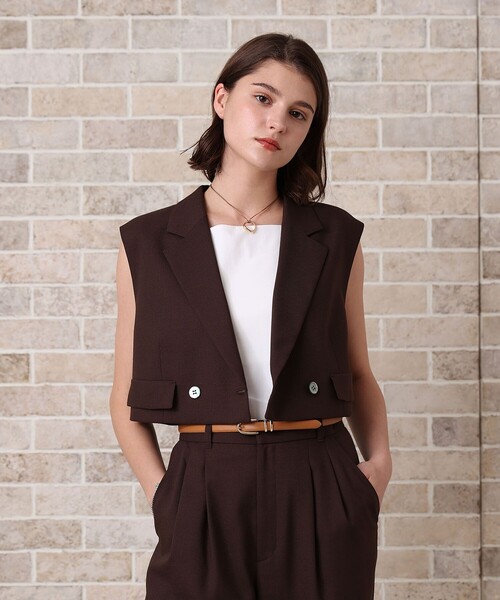 セットアップ対応商品】リネンライクビエラショートジレ（その他