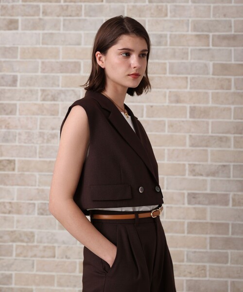 ANAYI（アナイ）の「【セットアップ対応商品】リネンライクビエラショートジレ（その他アウター・レディース・ホワイト/ブラウン・36/38）」の4枚目の写真