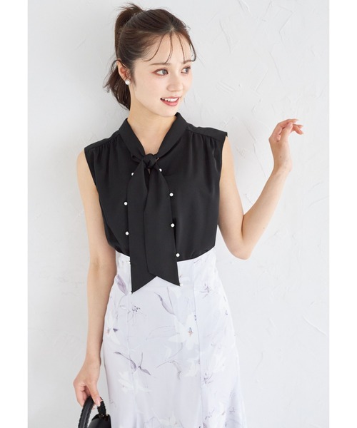 新品タグ付き ♡限定♡ パール付きボウタイブラウス ♡ Arpege Story セール】パール付きボウタイブラウス（シャツ/ブラウス）｜tocco