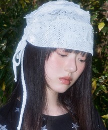 FANCY CLUB（ファンシークラブ）の「A'GEM/9 × .kom 『 FANCY CLUB/ファンシークラブ』LACE RIBBON SHIRRING BEANIE /レースリボン シャーリングビーニー（ニットキャップ/ビーニー）」