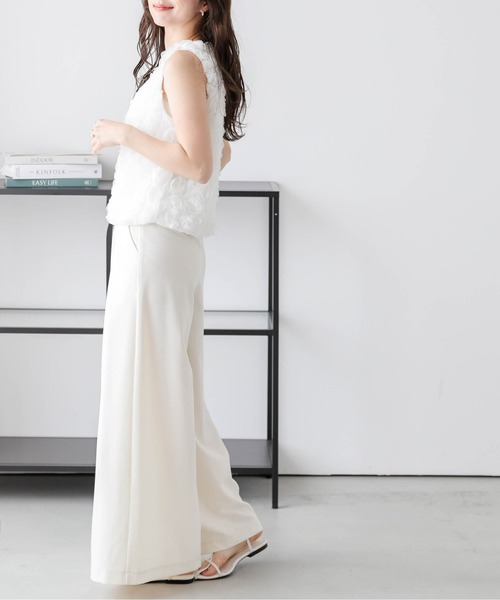 AMELY(エミリー)の「フラワージャガードノースリーブトップス(Tシャツ/カットソー・レディース・ホワイト/アイボリー/ピンク・フリー)」の8枚目の写真