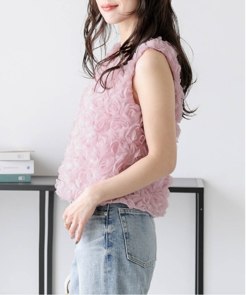 AMELY(エミリー)の「フラワージャガードノースリーブトップス(Tシャツ/カットソー・レディース・ホワイト/アイボリー/ピンク・フリー)」の16枚目の写真