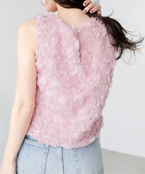 AMELY(エミリー)の「フラワージャガードノースリーブトップス(Tシャツ/カットソー・レディース・ホワイト/アイボリー/ピンク・フリー)」の20枚目の写真