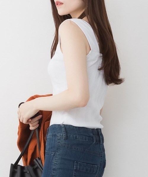 RCD(アールシーディー)の「ランダムリブブラ紐隠しタンクトップ(タンクトップ・レディース・モカ/ホワイト/ブラック・M/L/LL)」の13枚目の写真