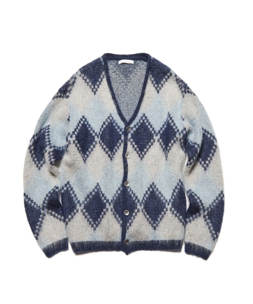 SOPHNET.(ソフネット)の「MOHAIR ARGYLE CARDIGAN(カーディガン/ボレロ・メンズ・カーキ/ブルー・3/1/2/4)」の2枚目の写真