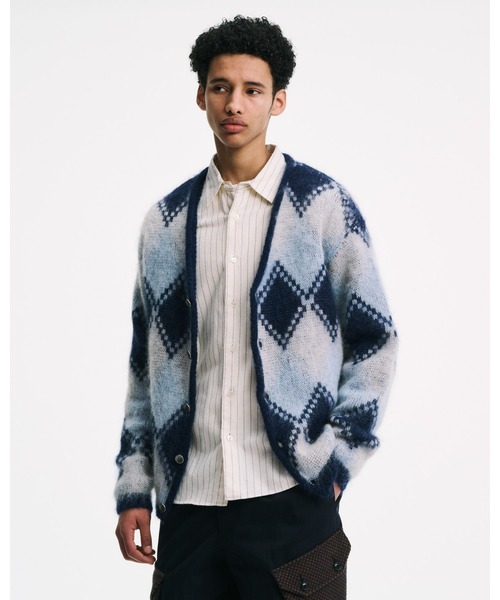 SOPHNET.(ソフネット)の「MOHAIR ARGYLE CARDIGAN(カーディガン/ボレロ・メンズ・カーキ/ブルー・3/1/2/4)」の7枚目の写真