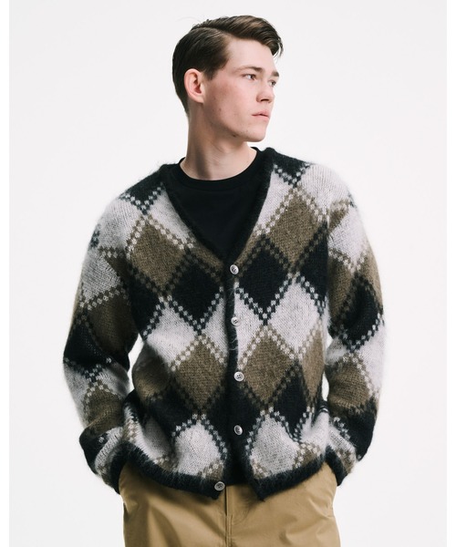 SOPHNET.(ソフネット)の「MOHAIR ARGYLE CARDIGAN(カーディガン/ボレロ・メンズ・カーキ/ブルー・3/1/2/4)」の8枚目の写真