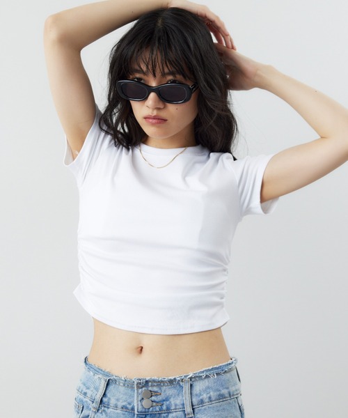 HANNE(アン)の「サイドギャザーコンパクトTEE(Tシャツ/カットソー・レディース・ホワイト/レッド/ブラック・FREE)」の15枚目の写真