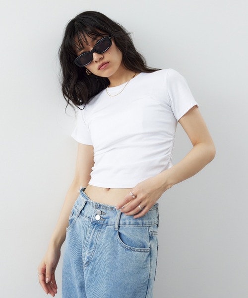 HANNE(アン)の「サイドギャザーコンパクトTEE(Tシャツ/カットソー・レディース・ホワイト/レッド/ブラック・FREE)」の16枚目の写真