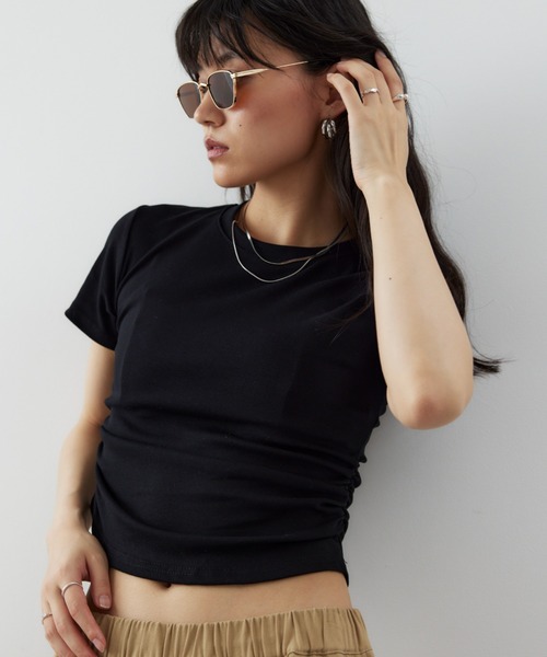 HANNE(アン)の「サイドギャザーコンパクトTEE(Tシャツ/カットソー・レディース・ホワイト/レッド/ブラック・FREE)」の21枚目の写真