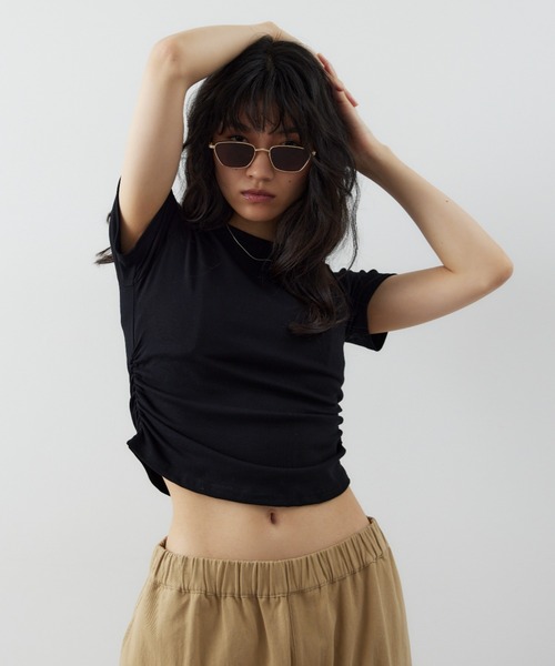 HANNE(アン)の「サイドギャザーコンパクトTEE(Tシャツ/カットソー・レディース・ホワイト/レッド/ブラック・FREE)」の22枚目の写真