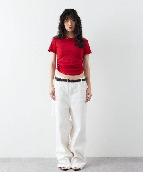 HANNE(アン)の「サイドギャザーコンパクトTEE(Tシャツ/カットソー・レディース・ホワイト/レッド/ブラック・FREE)」の12枚目の写真