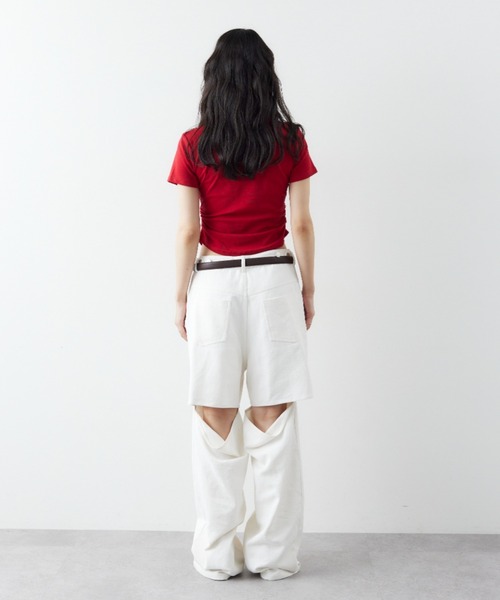 HANNE(アン)の「サイドギャザーコンパクトTEE(Tシャツ/カットソー・レディース・ホワイト/レッド/ブラック・FREE)」の13枚目の写真