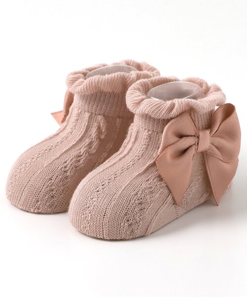 apres les cours（アプレレクール）の「リボンベビーソックス（ベビーシューズ/ベビーソックス・キッズ・アイボリー/ブラウン/ピンク・9/12）」の12枚目の写真