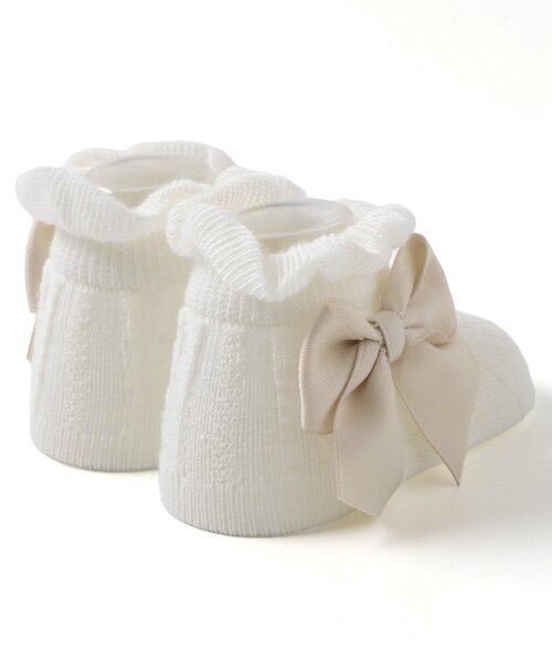 apres les cours（アプレレクール）の「リボンベビーソックス（ベビーシューズ/ベビーソックス・キッズ・アイボリー/ブラウン/ピンク・9/12）」の10枚目の写真