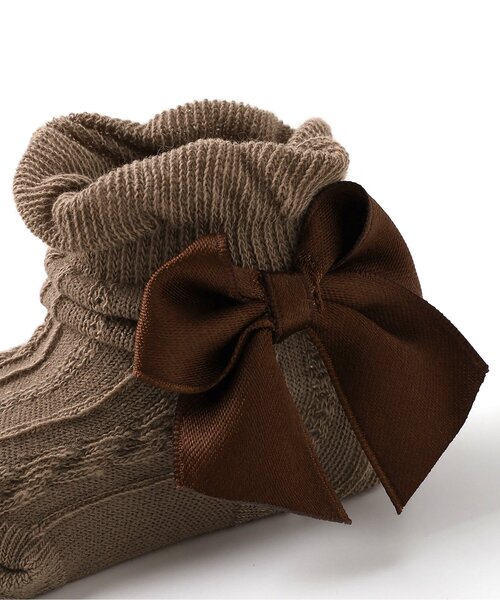 apres les cours（アプレレクール）の「リボンベビーソックス（ベビーシューズ/ベビーソックス・キッズ・アイボリー/ブラウン/ピンク・9/12）」の8枚目の写真