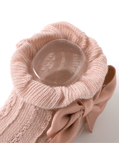 apres les cours（アプレレクール）の「リボンベビーソックス（ベビーシューズ/ベビーソックス・キッズ・アイボリー/ブラウン/ピンク・9/12）」の6枚目の写真