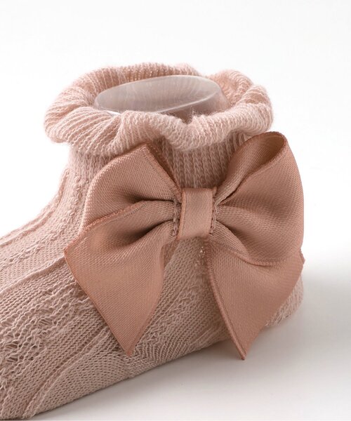 apres les cours（アプレレクール）の「リボンベビーソックス（ベビーシューズ/ベビーソックス・キッズ・アイボリー/ブラウン/ピンク・9/12）」の5枚目の写真