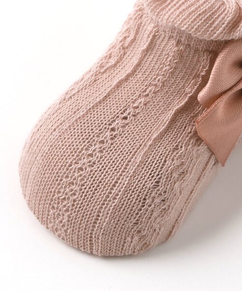 apres les cours（アプレレクール）の「リボンベビーソックス（ベビーシューズ/ベビーソックス・キッズ・アイボリー/ブラウン/ピンク・9/12）」の4枚目の写真