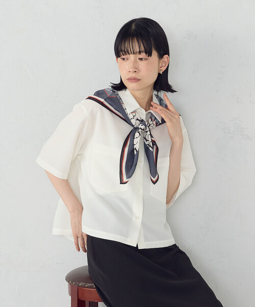 COMME CA ISM（コムサイズム）の「モノグラムスカーフ（ストール/ショール・レディース・ブラック/ブラウン・FREE）」の5枚目の写真