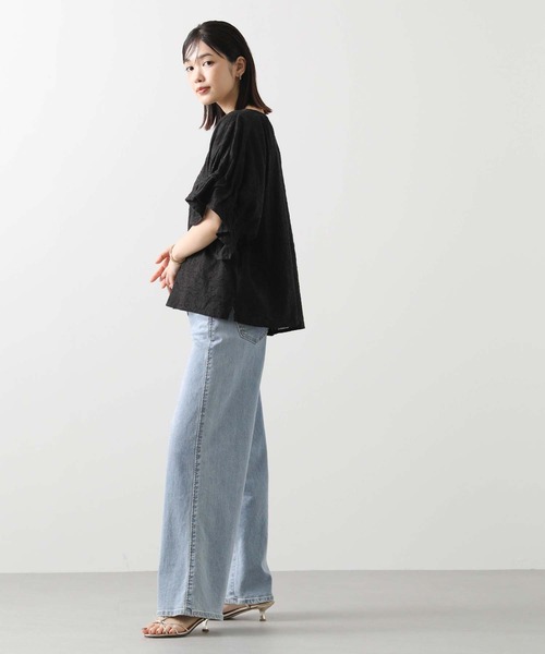 Gready Brilliant（グレディブリリアン）の「フラワージャガードタックスリーブブラウス（シャツ/ブラウス・レディース・ブラック/ブルー・FREE）」の4枚目の写真