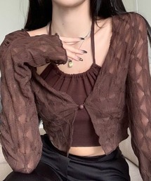 シアーメッシュクロップドカーディガン
