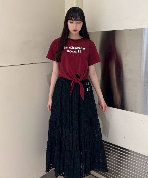 REDYAZEL(レディアゼル)の「ダブルベルトティアードレーススカート(スカート・レディース・ブラック/オフホワイト/ベージュ・FREE)」の22枚目の写真