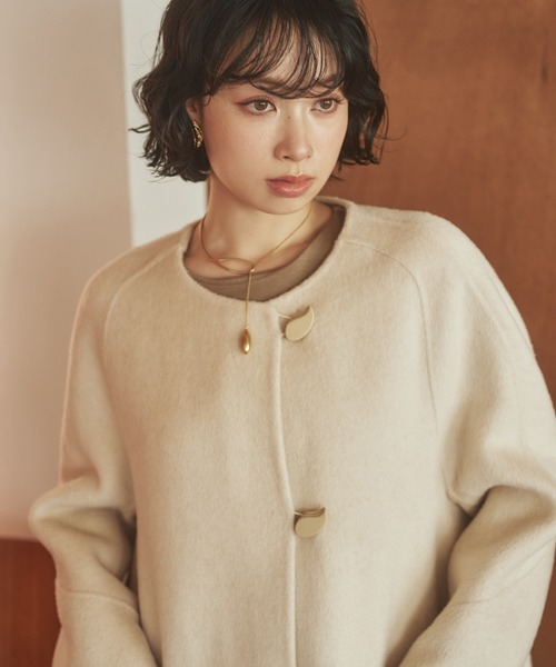 LAULEN（ローレン）の「cashmere muffler collarless coat /カシミヤ