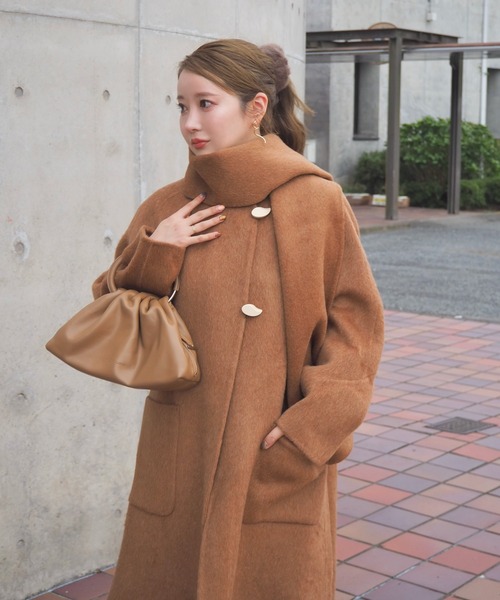8万 カシミヤコート 美品 カラーレス ロング COLLARLESS COAT⑥ 8万 カシミヤコート 美品 カラーレス ロング COLLARLESS COAT⑥