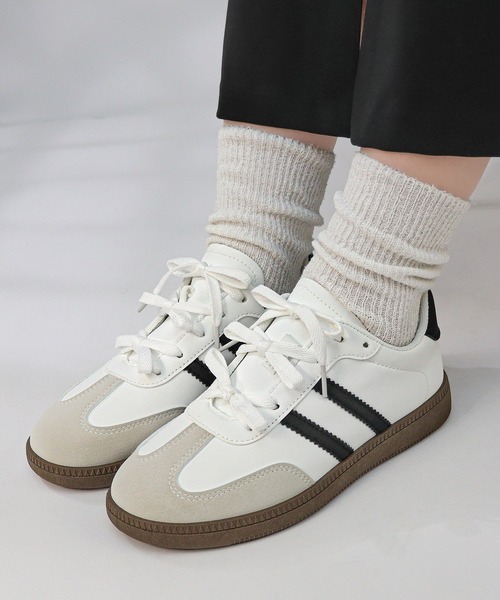 GERMAN TRAINER（ジャーマントレーナー）の「軽量 ベーシック ダブルライン スニーカー（スニーカー・レディース・ホワイト/ブラック・40/38/39/35/36/37）」の8枚目の写真