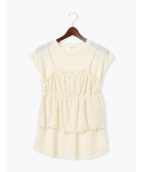 Te chichi TERRASSE（テチチテラス）の「ワッフルビスチェセットTシャツ（Tシャツ/カットソー・レディース・ブラック/オフホワイト/オレンジ・F）」の2枚目の写真