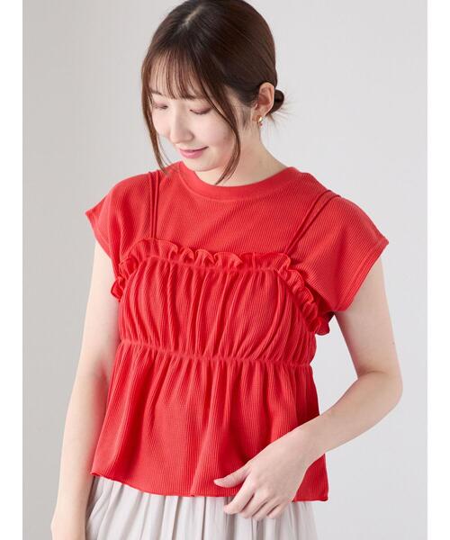 Te chichi TERRASSE（テチチテラス）の「ワッフルビスチェセットTシャツ（Tシャツ/カットソー・レディース・ブラック/オフホワイト/オレンジ・F）」の6枚目の写真